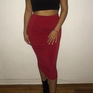 Burgundy Midi Skirt